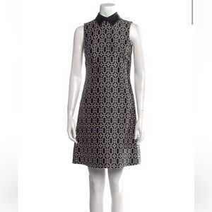 Gucci Leather Collar Patterned Sheath Dress - size 38 (US 2)